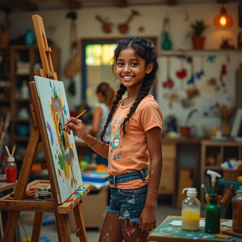 Children: art studio, artist, brush