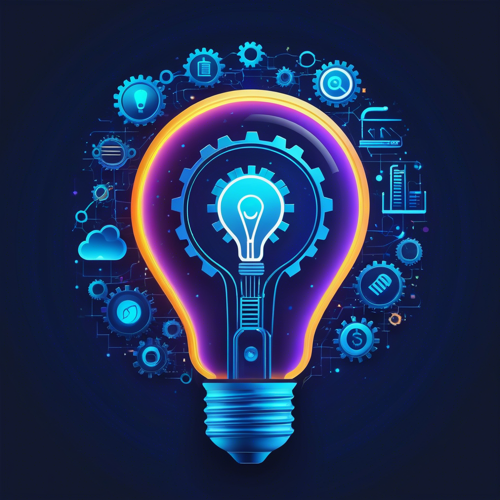 Business & Startups: lamp, gear, illustration