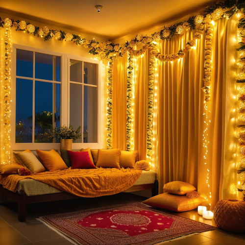 Festivals & Culture: bedroom, lamp, christmas light