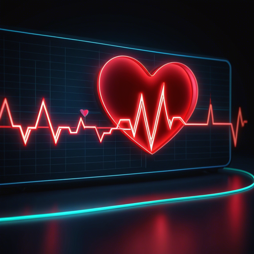 Healthcare: computer screen, heart, neon