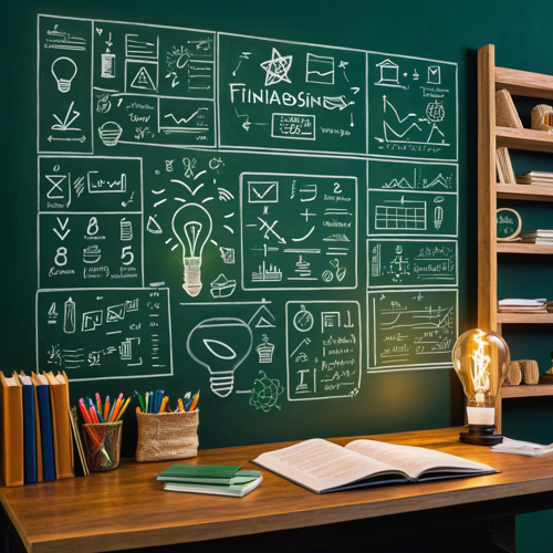 Education: blackboard, book, bookshelf
