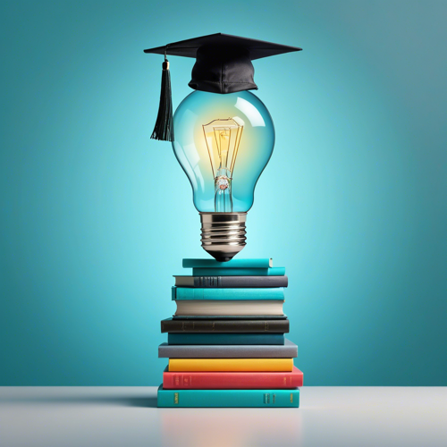 Education: book, lamp, peak