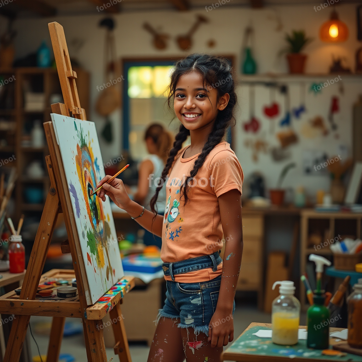 Children: art studio, artist, brush