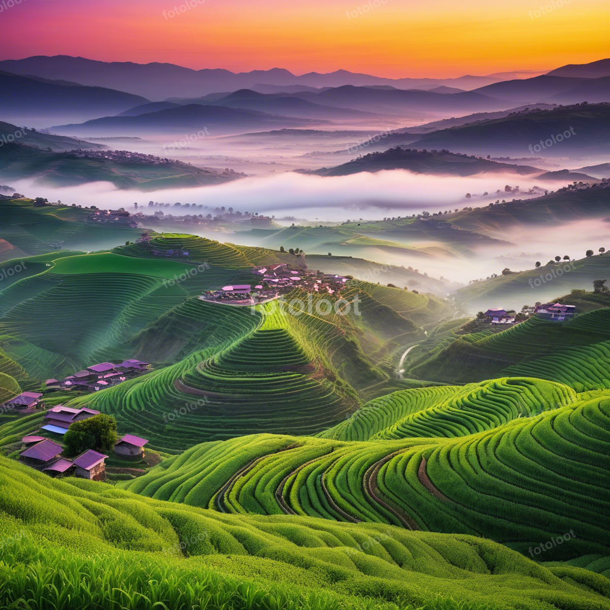 Rural & Agriculture: fog, hill, hillside