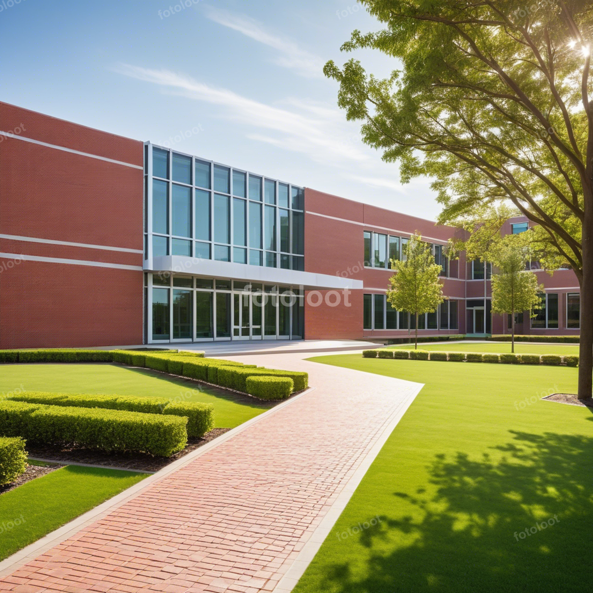 Education: building, bush, campus