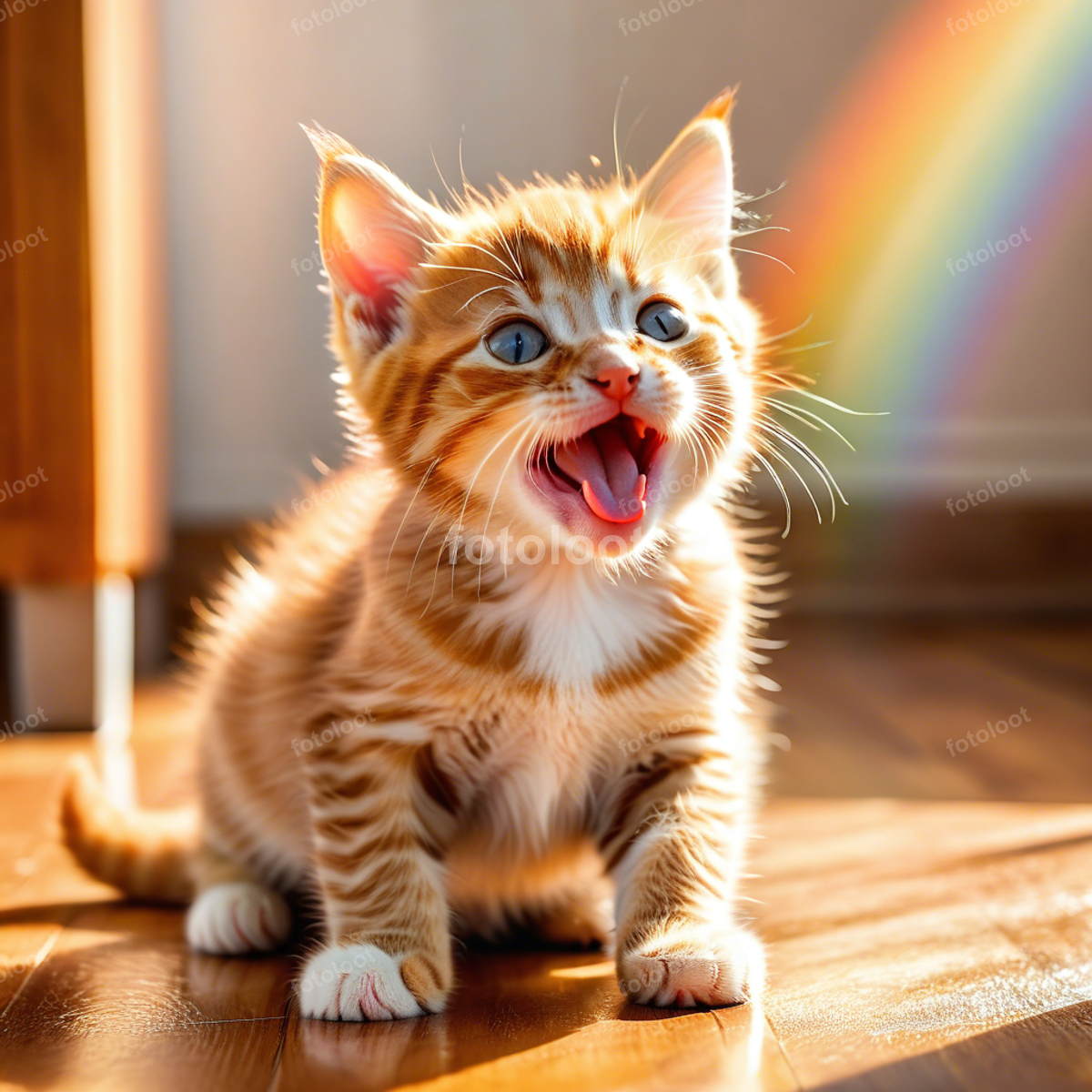 Animals & Birds: cat, eye, hardwood floor