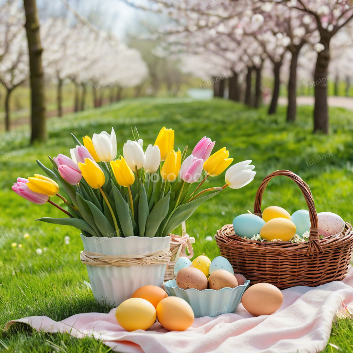 Monsoon & Seasons: basket, blanket, cherry blossom