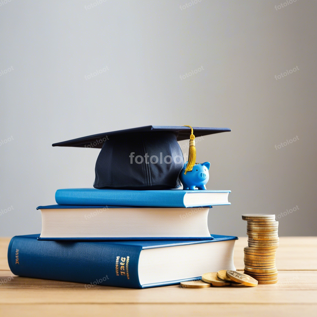 Education: book, cap, coin